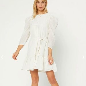 Current Air Crinkled Puff Sleeve Dress in Off-White, Size XS
